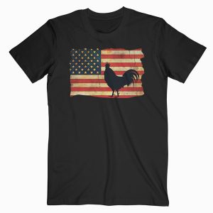Vintage US Flag Cock Fight T Shirt